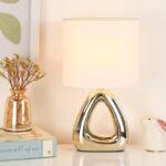 Lampwell LILA Small Modern Ceramic Table Lamp, Off White and Chrome, 6.7x3.94xH1... - Image 2