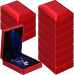 Landical 10 Pcs Pendant Necklace Box with LED Light Velvet Necklace Case for Pen... - Image 2