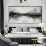 Large Abstract Canvas Wall Art Black and Grey Art Pictures for Wall Decor 29"x58... - Image 2
