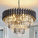 Large Crystal Chandelier 24Inch Dining Room Light Fixtures 5 Tiers Flush Mount S... - Image 2
