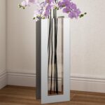 Large Floor Vase, 23.74“ Tall Mirrored Vase Glass for Floor Silver Rectangular D... - Image 2