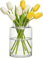 Large Flower Vase,9 Inch Large Clear Flower Vase for Bouquet, Clear Glass vase f... - Image 2