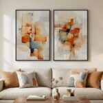 Large Framed Abstract Canvas Wall Art, 2 Piece Modern Prints Paintings Artwork f... - Image 2