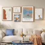Large Framed Abstract Modern Wall Art Set of 5, Minimalist Gallery Canvas Prints... - Image 2