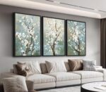 Large Framed Botanical Wall Art - Modern Plum Blossom Wall Decor Painting 24"x36... - Image 2