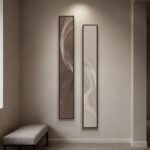 Large Framed Long Narrow Vertical Neutral Abstract Wall Art Set of 2, Beige Brow... - Image 2