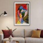 Large Framed Mid Century Modern Wall Art, Vertical Abstract Colorful Eclectic Pi... - Image 2