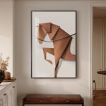 Large Framed Modern Horse Wall Art, Abstract White Brown Wall Art Animal Artwork... - Image 2