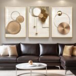 Large Framed Modern Luxury Gold Wall Art for Living Room, 3 Piece Bright Style A... - Image 2
