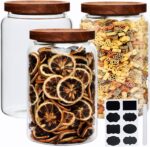 Large Glass Jars,Set of 3 Glass Jars with Wooden Airtight Lids,Food Storage Cont... - Image 2