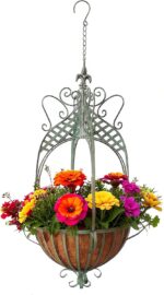 Large Hanging Planter for Outdoor Indoor Plants, 12.6-Inch Rustic Metal Hanging ... - Image 2
