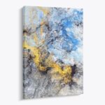 Large Modern Abstract Canvas Wall Art Blue and Gold Fluid Texture Print Contempo... - Image 2