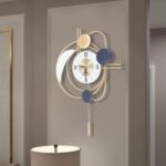 Large Modern Metal Wall Clocks Luxury Silent Hanging Clock with Swing Pendulum f... - Image 2