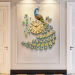 Large Peacock Wall Clock 30.7 inch Metal Design Non-Ticking Silent Art Digital W... - Image 2
