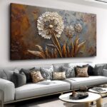 Large White Flower Wall Art with Taupe Background Elegant Flower Framed Floral C... - Image 2