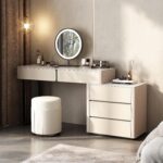 Lartis Faux Leather Makeup Vanity Desk Set with LED Lighted Mirror Luxury Dressi... - Image 2