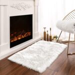 Latepis White Sheepskin Rug 2x3 Faux Fur Sheepskin Rug for Living Room Fluffy Wa... - Image 2