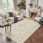 Latte&Fog 5x7 Area Rugs for Living Room, Vintage Beige Washable Rug, Boho Neutra... - Image 2