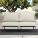 LayinSun 2 Pieces Aluminum Patio Furniture Set, Modern Modular Sectional Middle ... - Image 2
