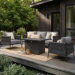 LayinSun 4 Piece Outdoor Furniture Set with Fire Pit Table, Modern Rope Woven Pa... - Image 2