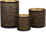 Lazy Gifts Set of 3 Black and Gold Metal Candle Holders – Decorative Tabletop Ca... - Image 2