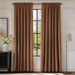 Lazzzy Brown Blackout Velvet Curtains 84 Inch Length Pinch Pleated Thermal Insul... - Image 2