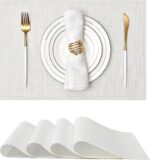 Leetaltree Sparkling Translucent White Sequin Woven Vinyl Placemats, Set of 4 - ... - Image 2