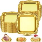 LemonRoad 50 Pcs Mini Square Baroque Dessert Display Trays Mini Elegant Plastic ... - Image 2