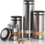 Le'raze Airtight Glass Canister Set of 4 with Stainless Steel Sleeve for Kitchen... - Image 2