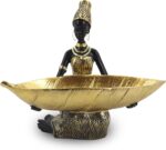 Lescafita African Woman Resin Tray Statue, Gold Leaf Decorative Sculpture, Handm... - Image 2