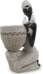 Lescafita Handmade White African Tribal Woman Sculpture - Crystal Earrings & Bas... - Image 2