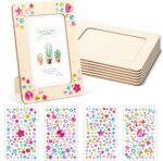 Lesnala 6Pcs Unfinished Wood Picture Frames with 4 Sheets Crystal Diamond Sticke... - Image 2