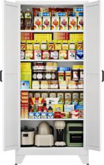 Letaya 75" H Metal Storage Cabinet with 2 Doors and 4 Shelves,Tall Kitchen Pantr... - Image 2
