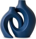Levvohd Snuggle Hollow Ceramic Vase Set of 2, 8.4 inch Modern Nordic Coastal Sha... - Image 2