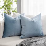 Light Blue Soft Velvet Throw Pillow Covers 20x20 inch Set of 2 for Sofa Couch Be... - Image 2