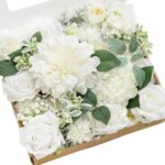 Ling's moment Fake Flowers Box, Faux Artificial Greenery Stems Foam Roses Silk D... - Image 2