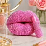 Lipstick Lip Shaped Statue,Glitter Faceted Desktop Sculpture, Luxury Chic Resin ... - Image 2