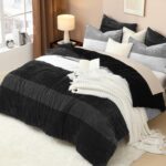 Litanika Fluffy Fleece Queen Comforter Set, Luxury Soft Plush Fuzzy Black & Whit... - Image 2