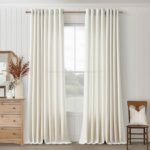 Living Room Curtains 112 Inch Length 2 Panels Set Grommet Ring Top Linen Sheer C... - Image 2