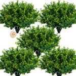 Lnoicy Artificial Greenery Plants Outdoor UV Resistant Fake Plants Boxwood Shrub... - Image 2