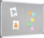 Lockways 36" x 24" Premium Cork Bulletin Board, Light Grey Framed Linen Fabric P... - Image 2