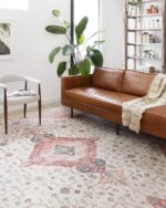 Loloi Skye Collection SKY-02 Ivory/Berry 9'-0" x 12'-0" Area Rug - Image 2