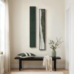 Long Narrow Framed Green Vertical Abstract Wall Art Set, 2 Piece Modern Canvas P... - Image 2