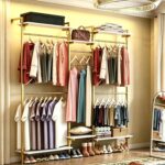 Loomie 79" Wall-Mounted Clothes Rack with Adjustable Shelf, Gold Clothing Rack w... - Image 2