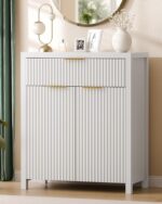 Lulive White Fluted Storage Cabinet with Drawers Buffet Sideboard Cabinet with A... - Image 2