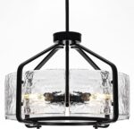 Luupyia 17.7 Inches Glass Drum Chandelier Black, 4Lights Modern Glass Chandelier... - Image 2