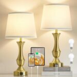 Luvkczc 22" Gold Table Lamps Set of 2 - Modern Luxury Bedside Lamps with White F... - Image 2