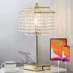 Luvkczc Crystal Touch Table Lamp, Bedside Lamps with with USB C+A Ports, Gold Be... - Image 2