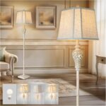 LuxSight Collection Rustic Floor Lamp 65'' Tall with Nightlight Cut Corner Linen... - Image 2
