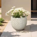 LuxenHome 14" Dia Round Planter for Indoor Plants, Large Outdoor Plant Pot with ... - Image 2